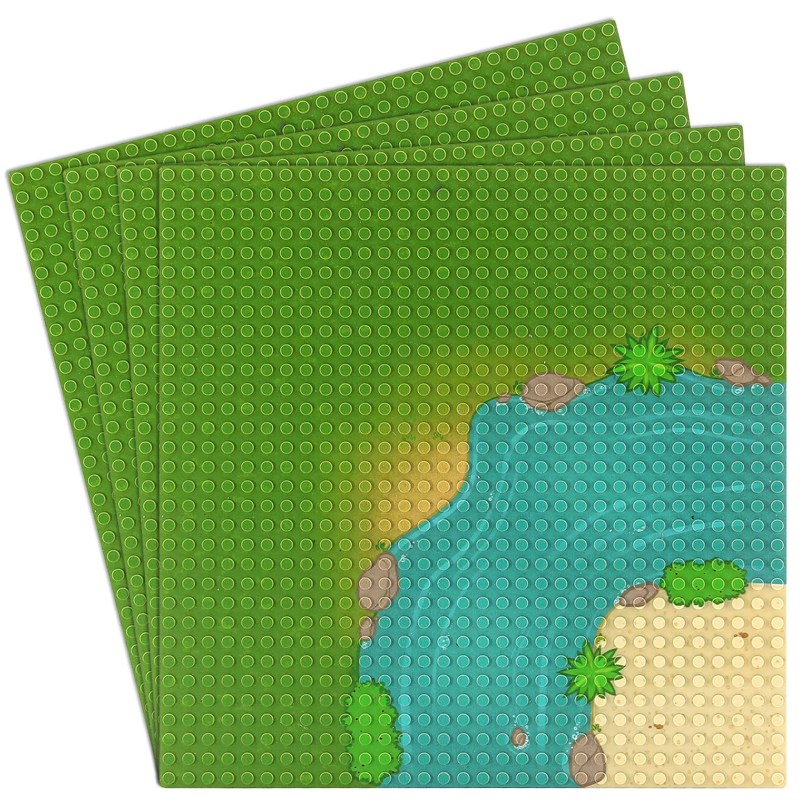 Feleph Building Blocks Base Plate, Grassland Theme, 10''x10'',