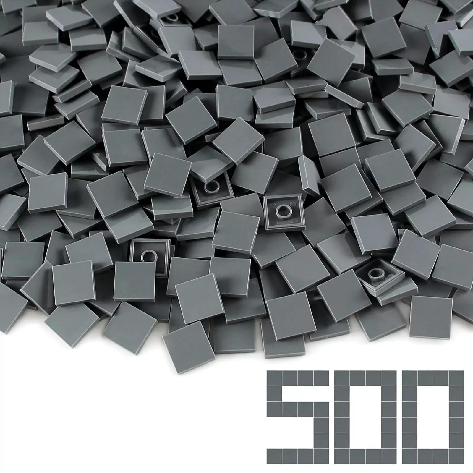 Feleph Dark Bluish Gray 2x2 Tiles, 500 Pieces for Smooth Sur