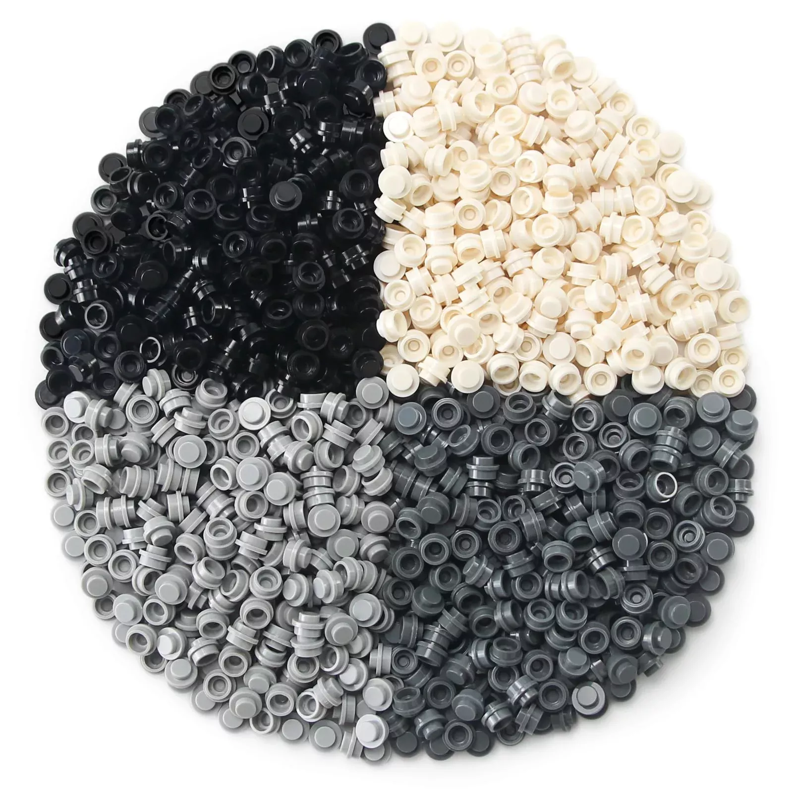 Feleph Mini Round Pixel Art Pieces, Transparent, 1000pcs, 4 Colors
