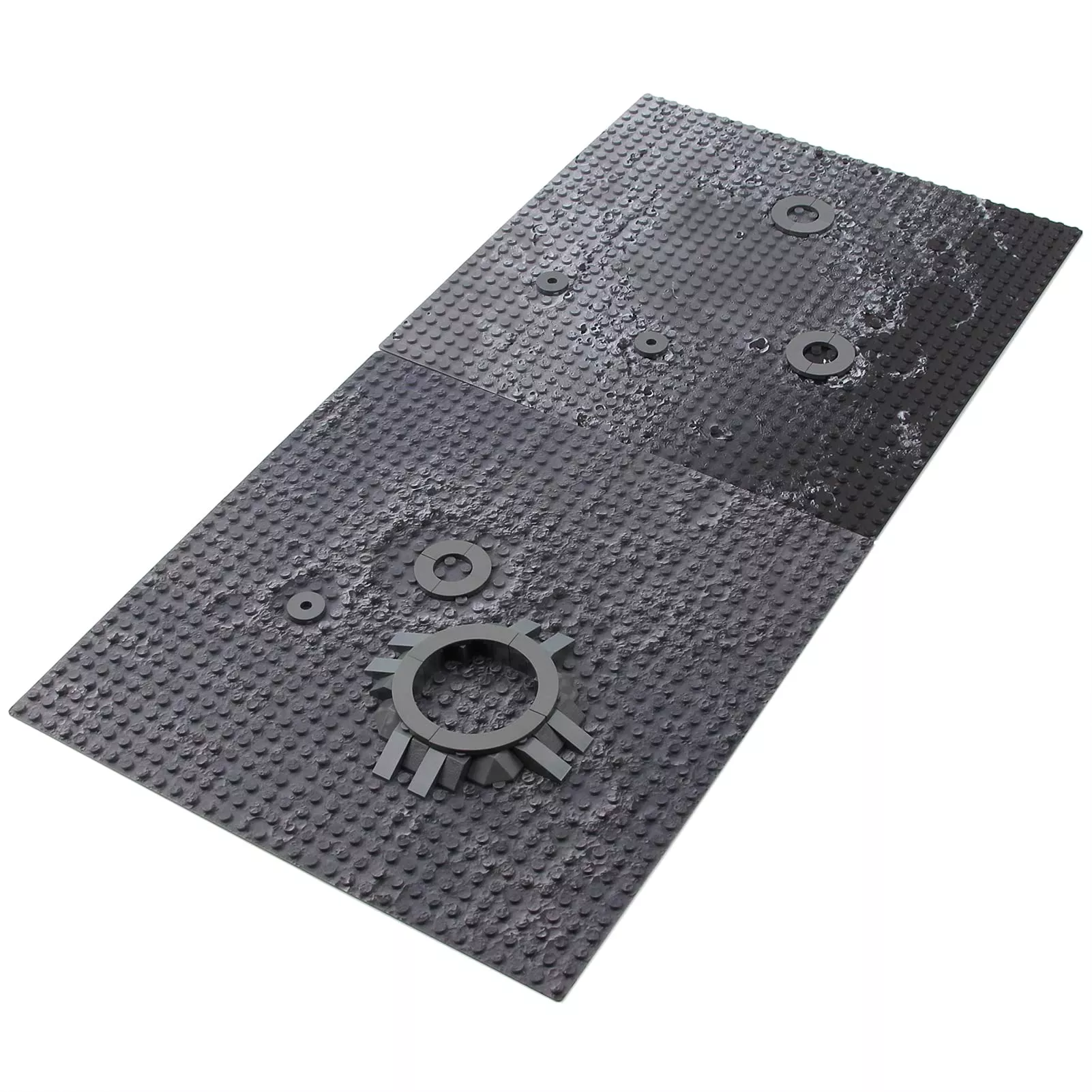 Feleph Space Moon Baseplate 10X10 Inches Classic Building Blocks Base Plate Gray Compatible With Major Brands - 2Pcs