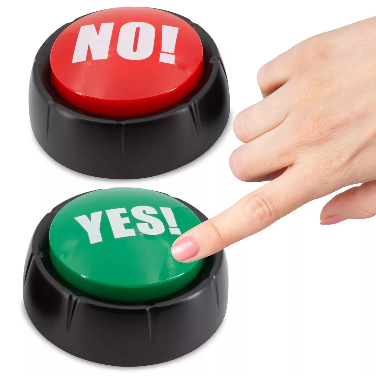 FindingKing Talking Yes No Buzzer Buttons - Large Red - 10 Sayings