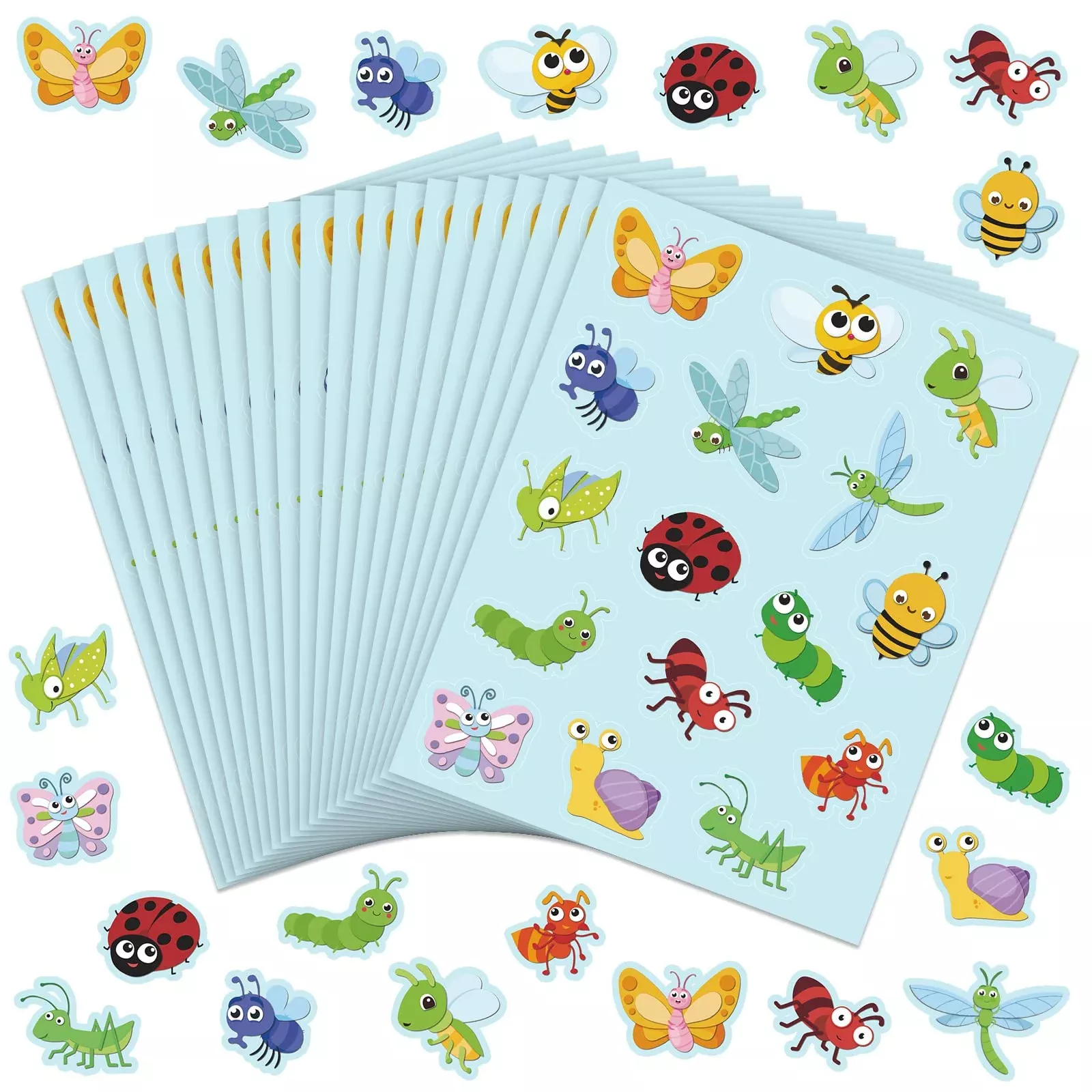 Frienda Butterfly Bee Ladybug Stickers, 480 Pieces, Multi, 1x1