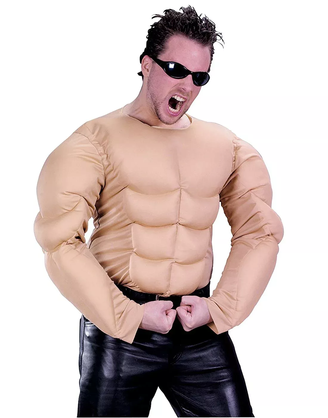 Fun World Muscle Chest Shirt Padded Costume Medium Beige