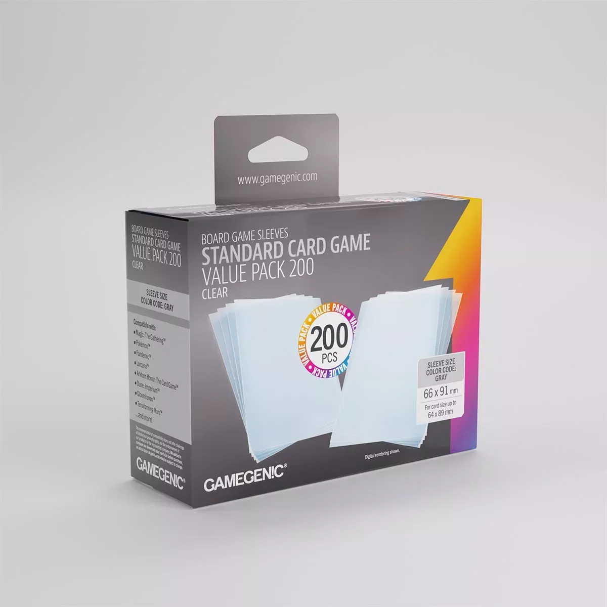 GAMEGENIC: Standard Card Game - Sleeves Value Pack (200) 66x91mm