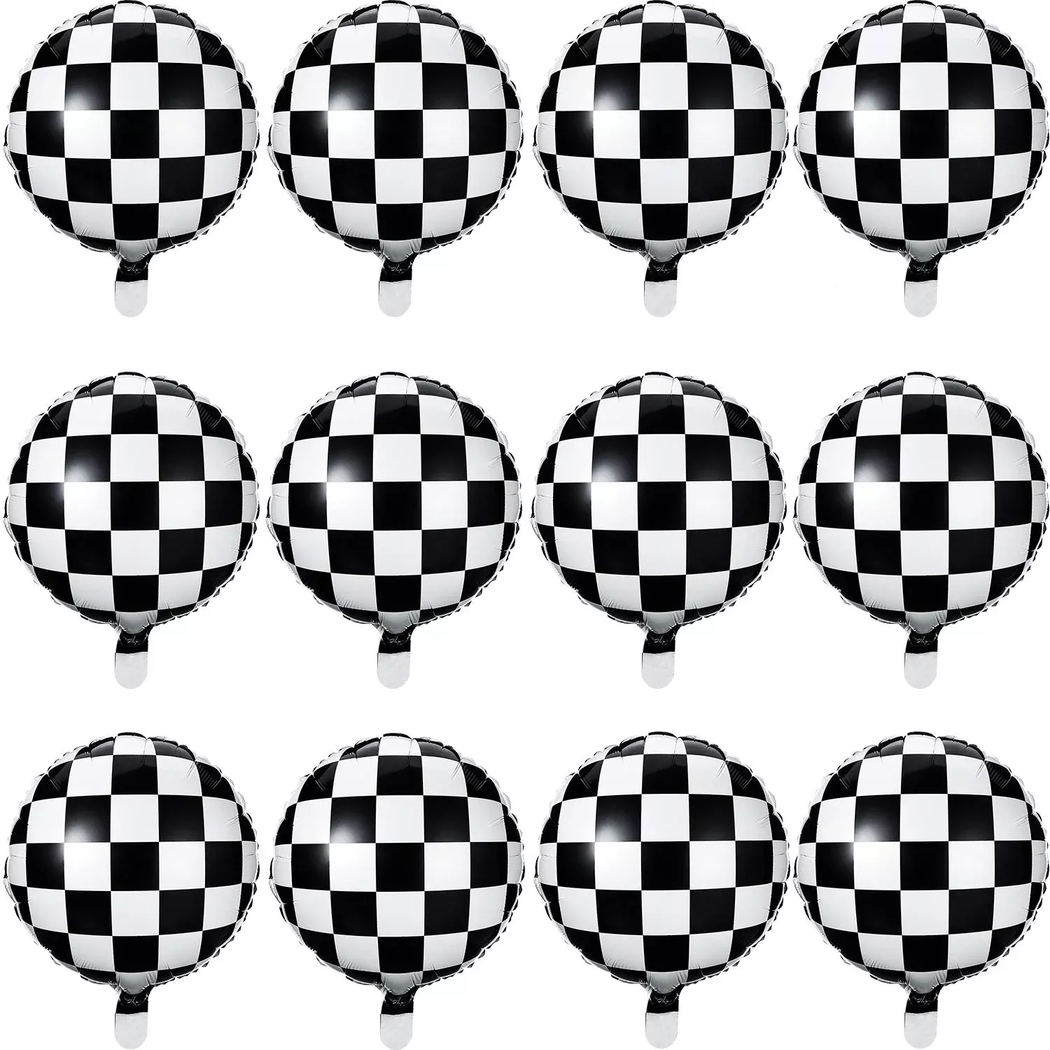 Gejoy Checkerboard Balloons 18" White & Black, 24 Pack