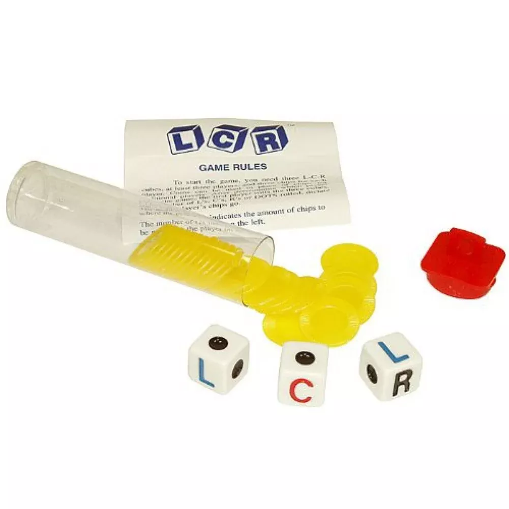 George D-5 Game Set for 3+ Players - Yellow 3 LCR Dice &