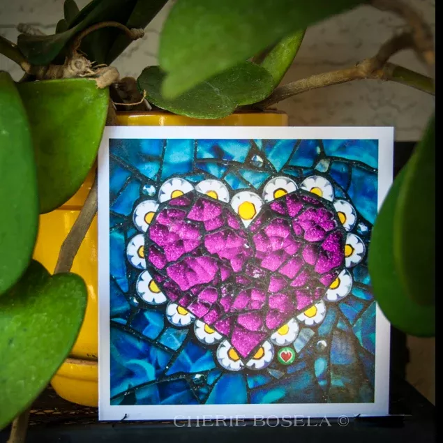 Glitter Pink Heart - Blank Greeting Card