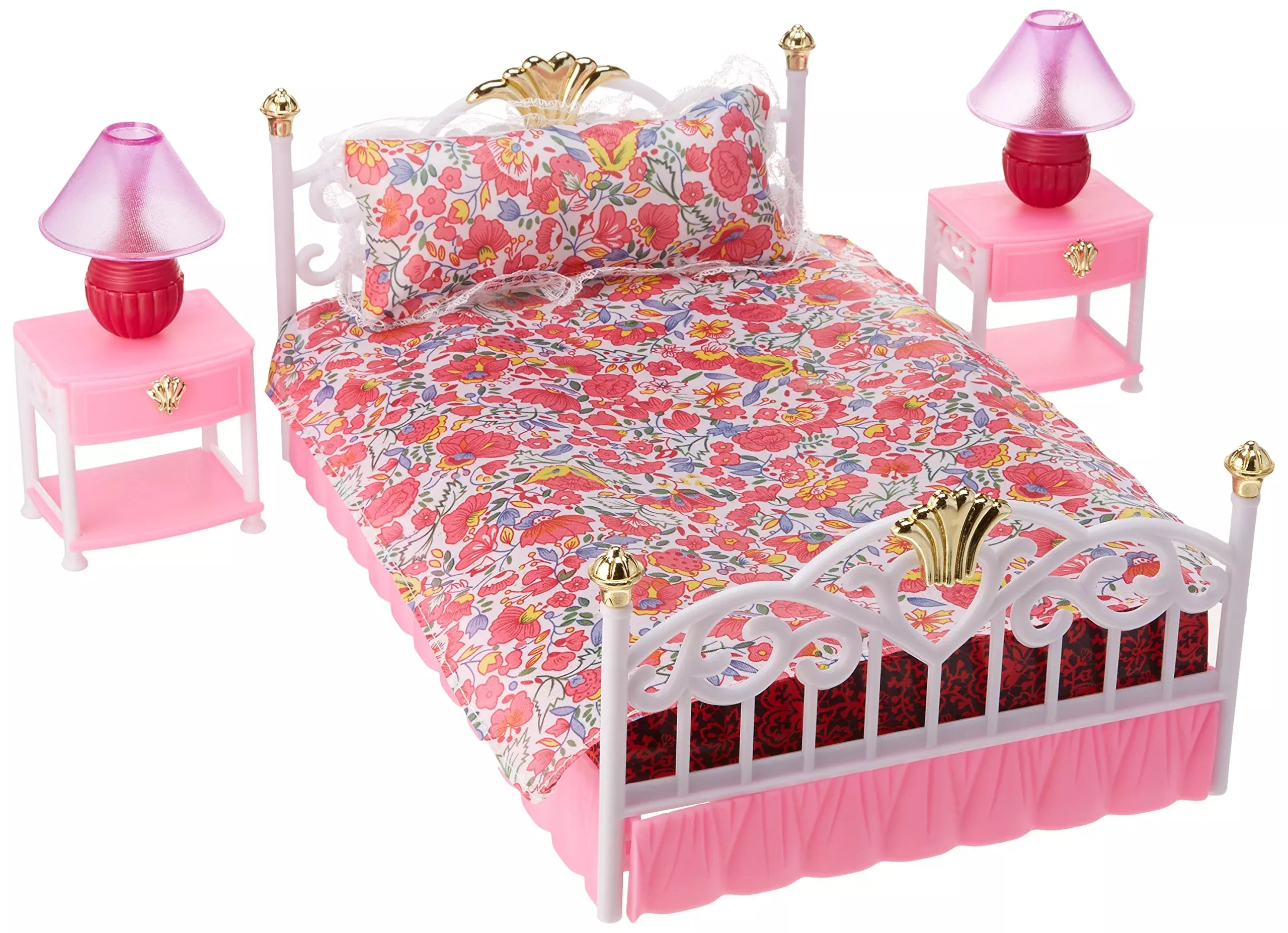gloria Bedroom Play Set for Barbie Dolls, Pink, Medium Size