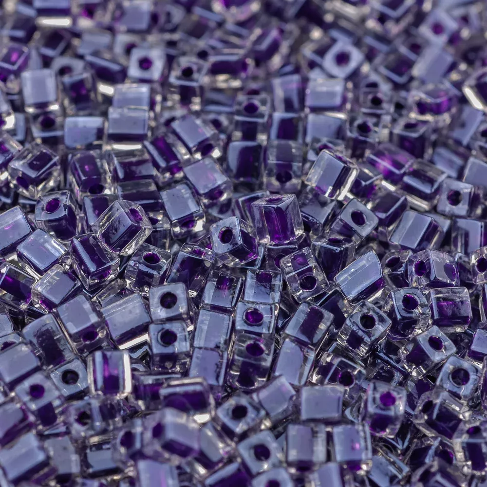 Grape Lined Crystal Miyuki Cube Bead