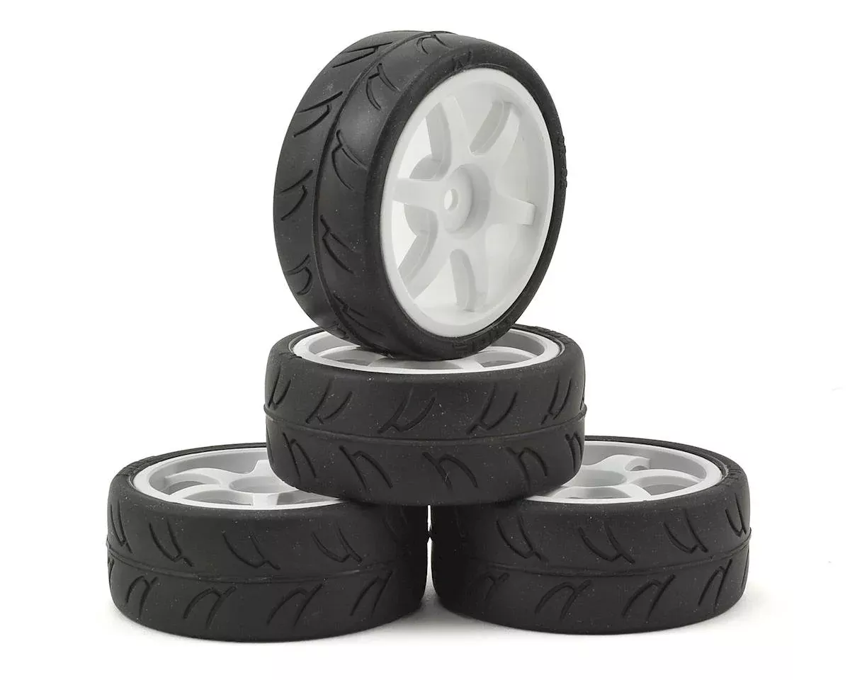 Gravity RC 124 USGT Pre-Glued Tires on 6 Spoke Wheels (Set of 4)
