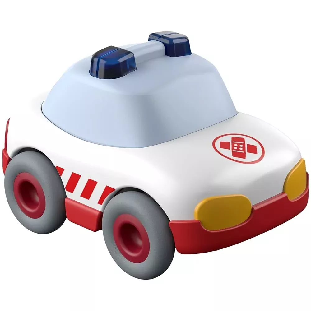 HABA Toddler Car Toy White Ambulance Push & Go 3.5” L
