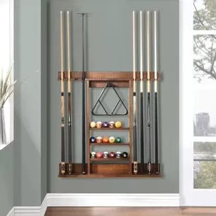HB Home Reclaimed Brown Billiards Wall Rack