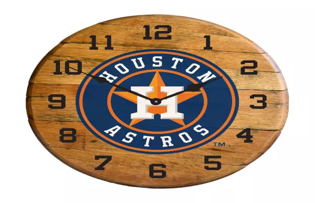 Houston Astros Oak Barrel Clock For Sale – Game Room Gorilla