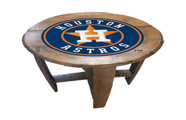 Houston Astros Oak Barrel Table For Sale – Game Room Gorilla