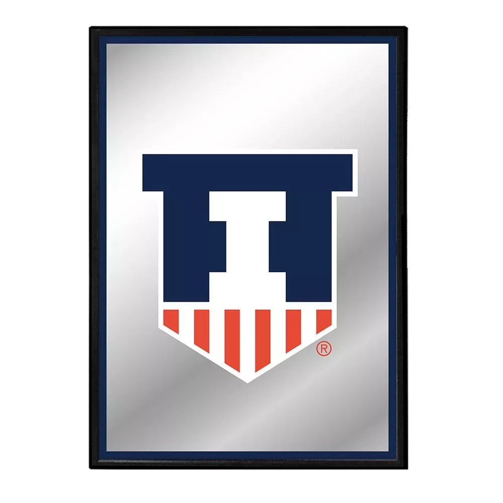 Illinois Fighting Illini: Badge - Framed Mirrored Wall Sign