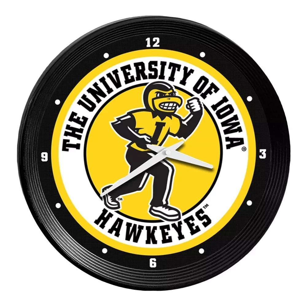 Iowa Hawkeyes: Herky - Ribbed Frame Wall Clock