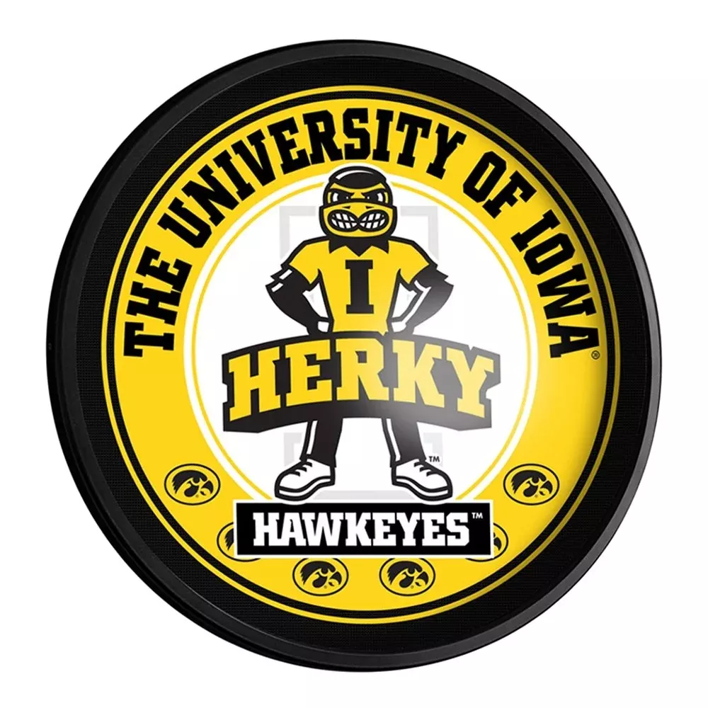 Iowa Hawkeyes: Herky - Round Slimline Lighted Wall Sign