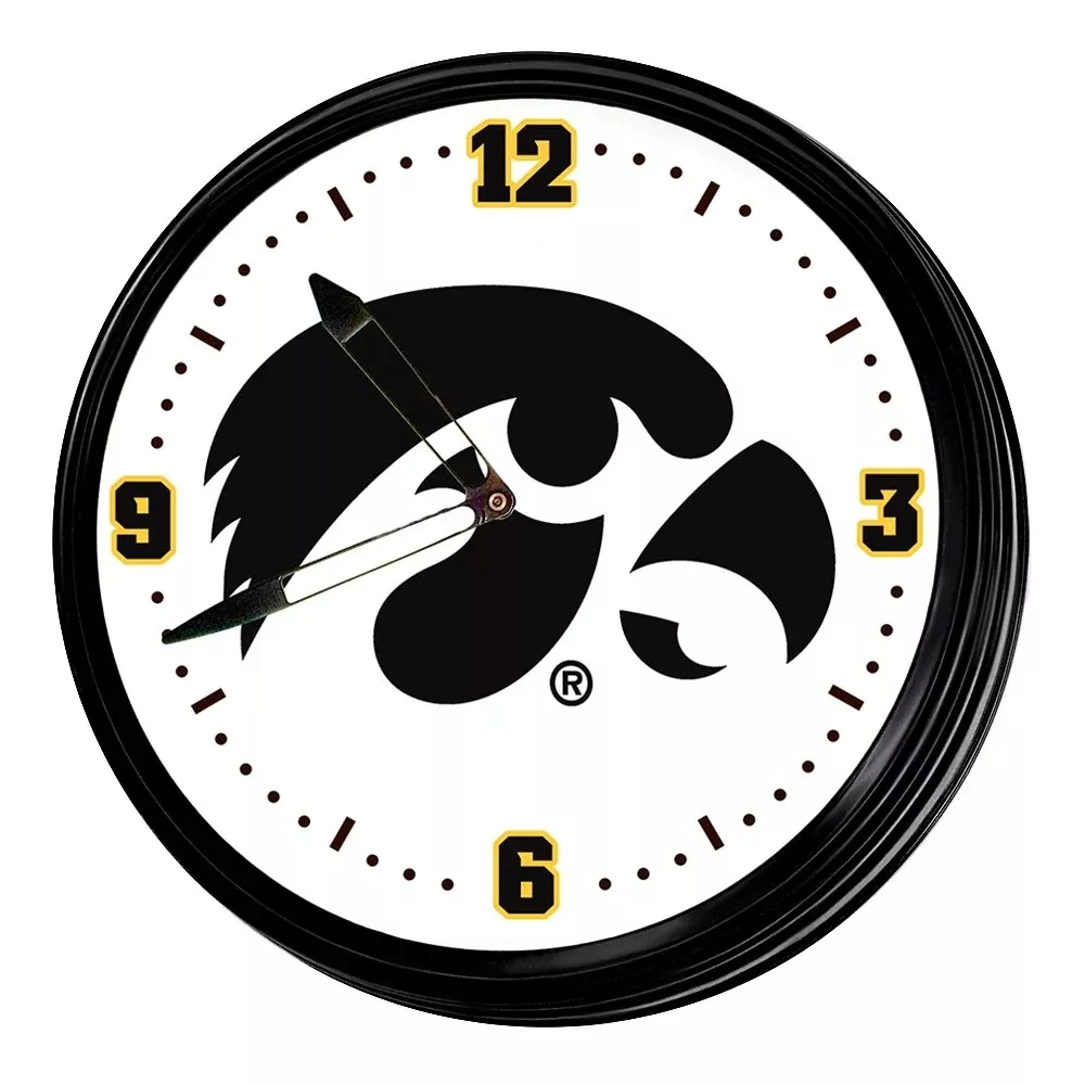 Iowa Hawkeyes: Retro Lighted Wall Clock
