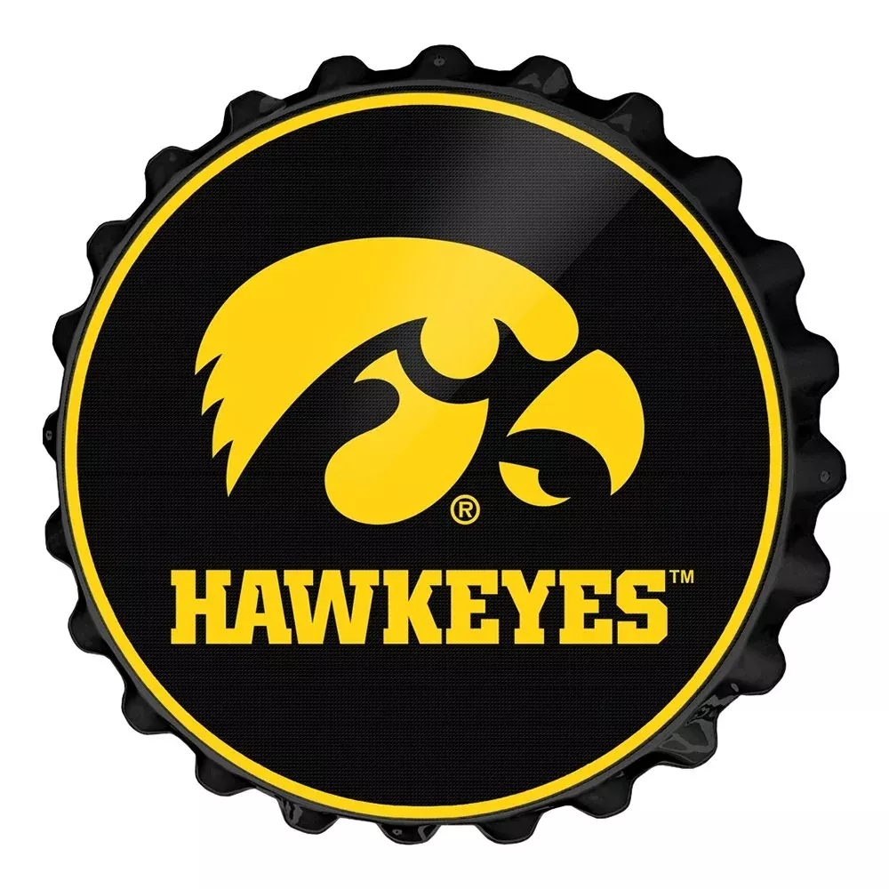 Iowa Hawkeyes: Round Bottle Cap Wall Sign