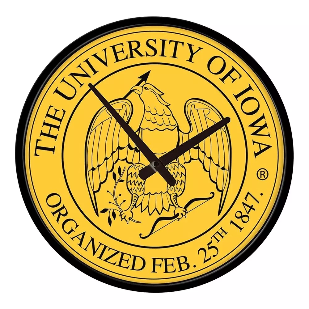 Iowa Hawkeyes: University Seal - Modern Disc Wall Clock