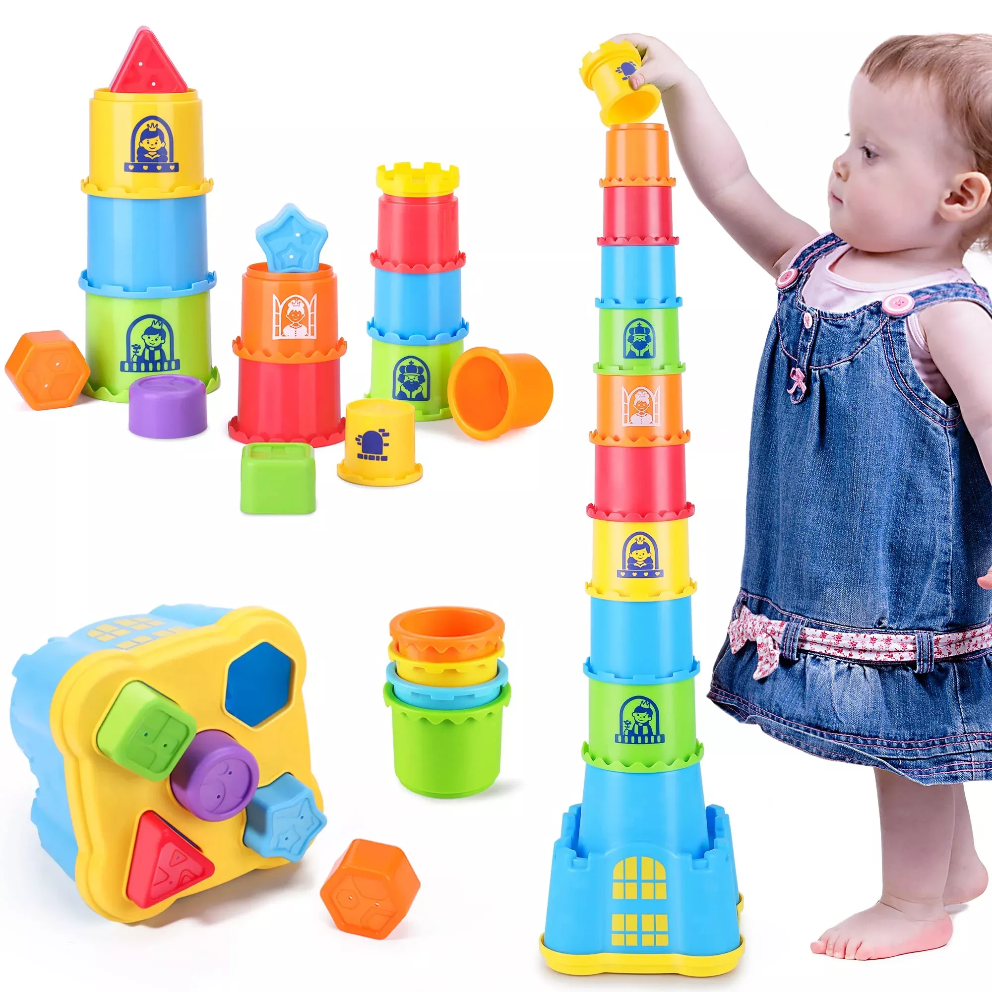 iPlay, iLearn Baby Stacking Toys, Nesting Cups, Multicolored,