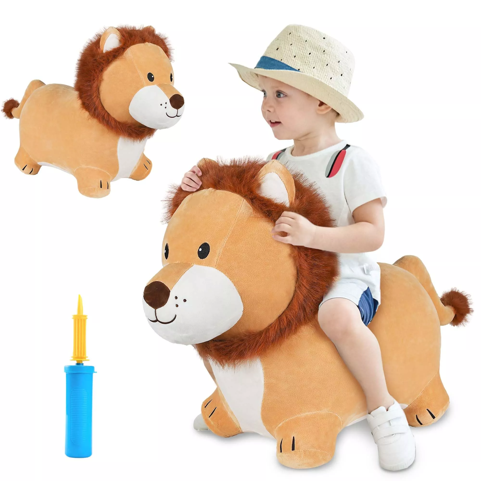 iPlay, iLearn Bouncy Pals Lion Hopping Toy - Large Light Brown