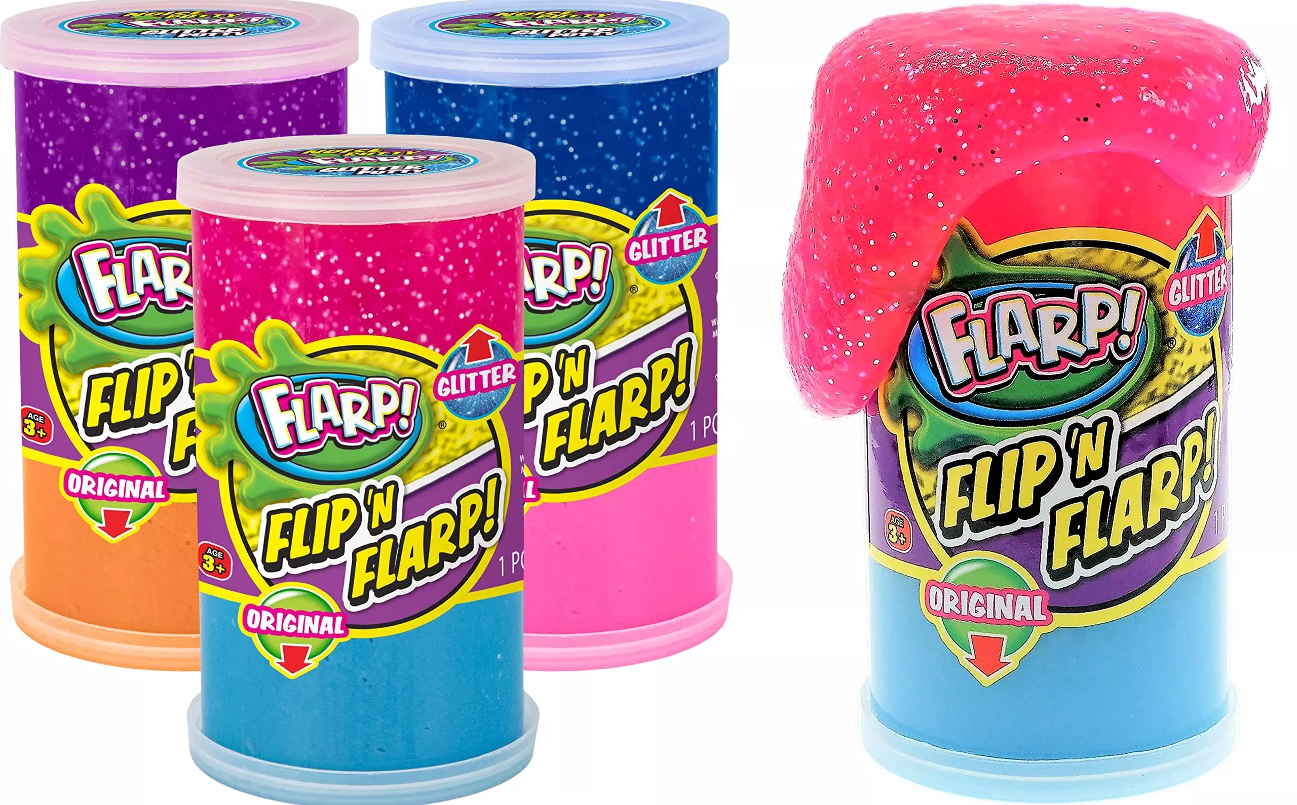 JA-RU Flip n' Flarp Noise & Glitter Putty 3 Pack Assorted