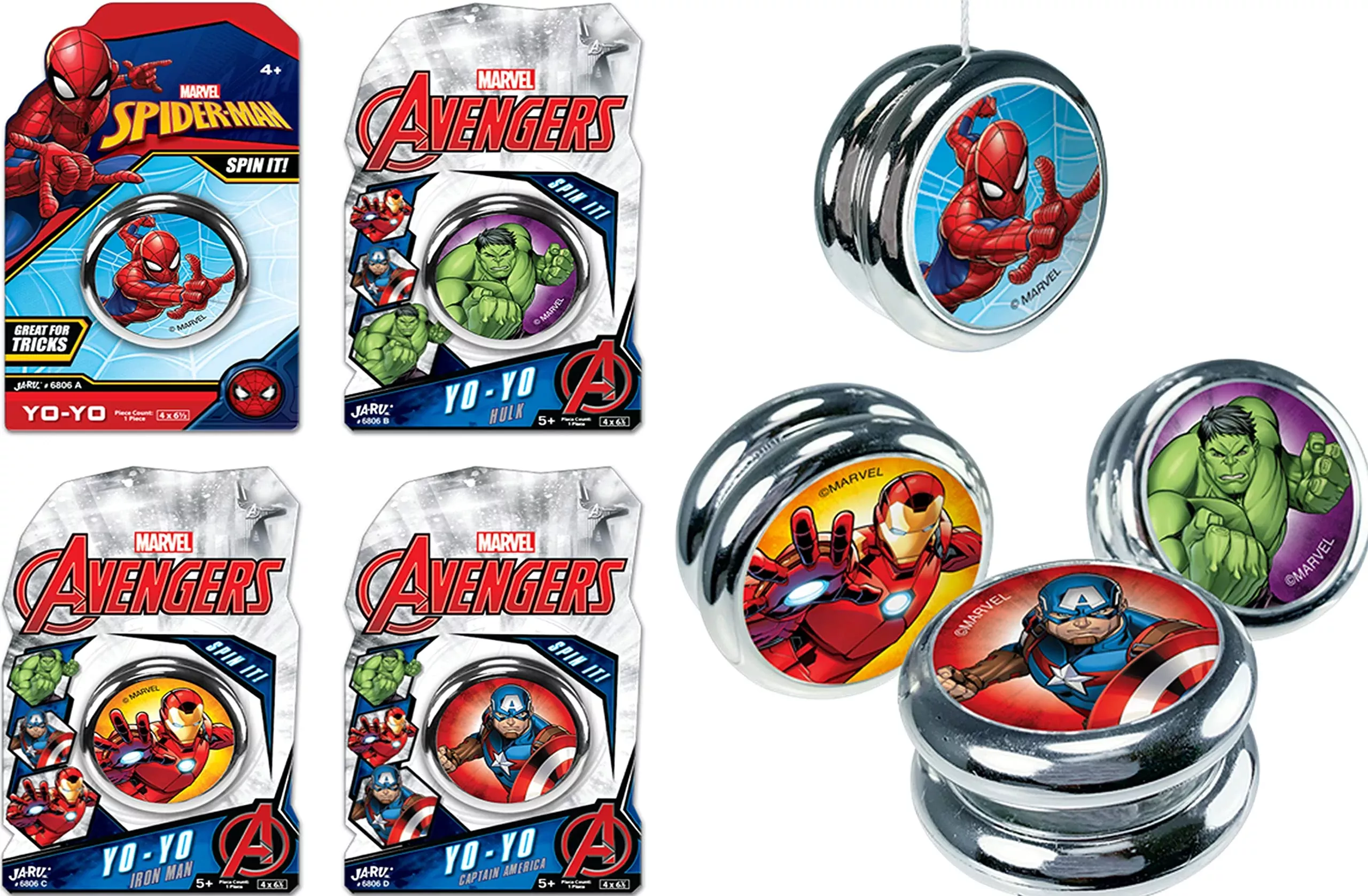 JA-RU Marvel YoYo for Kids - 4 Pack - Classic Design - Colorful