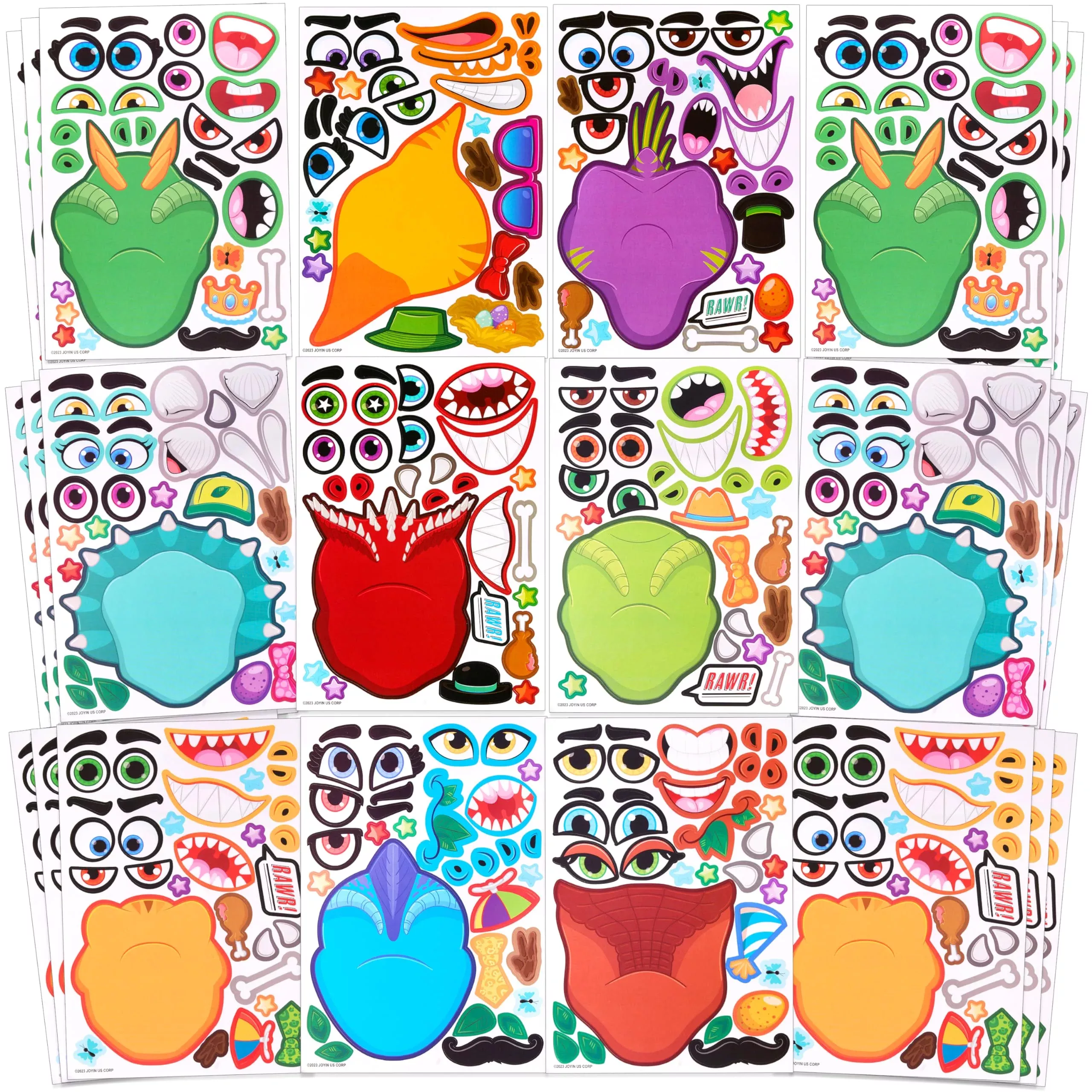 JOYIN Dinosaur Theme Party Supplies Stickers 36 Pieces Multicolor Large