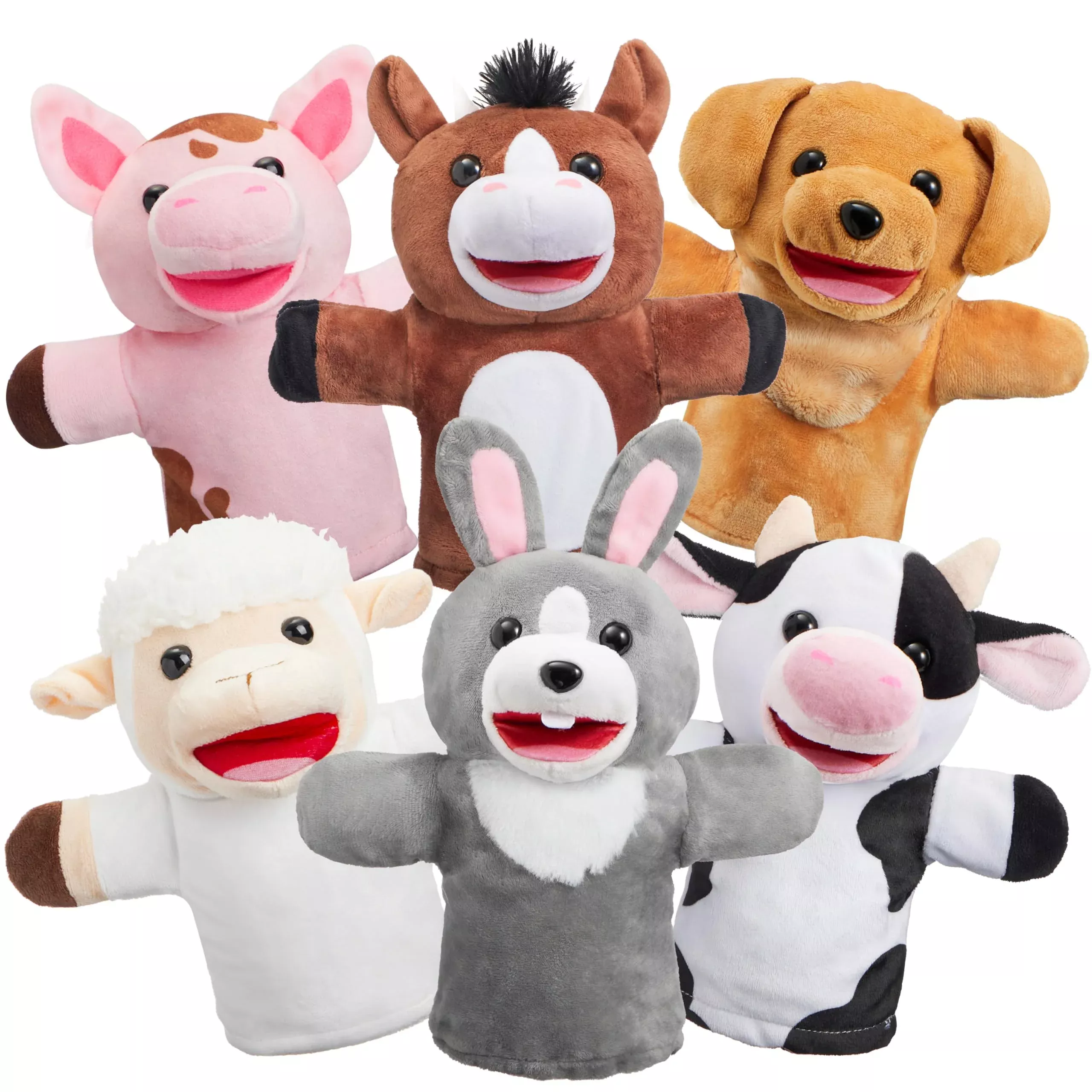 JOYIN Hand Puppet Set for Toddlers 1-3, Mixed Color, 6