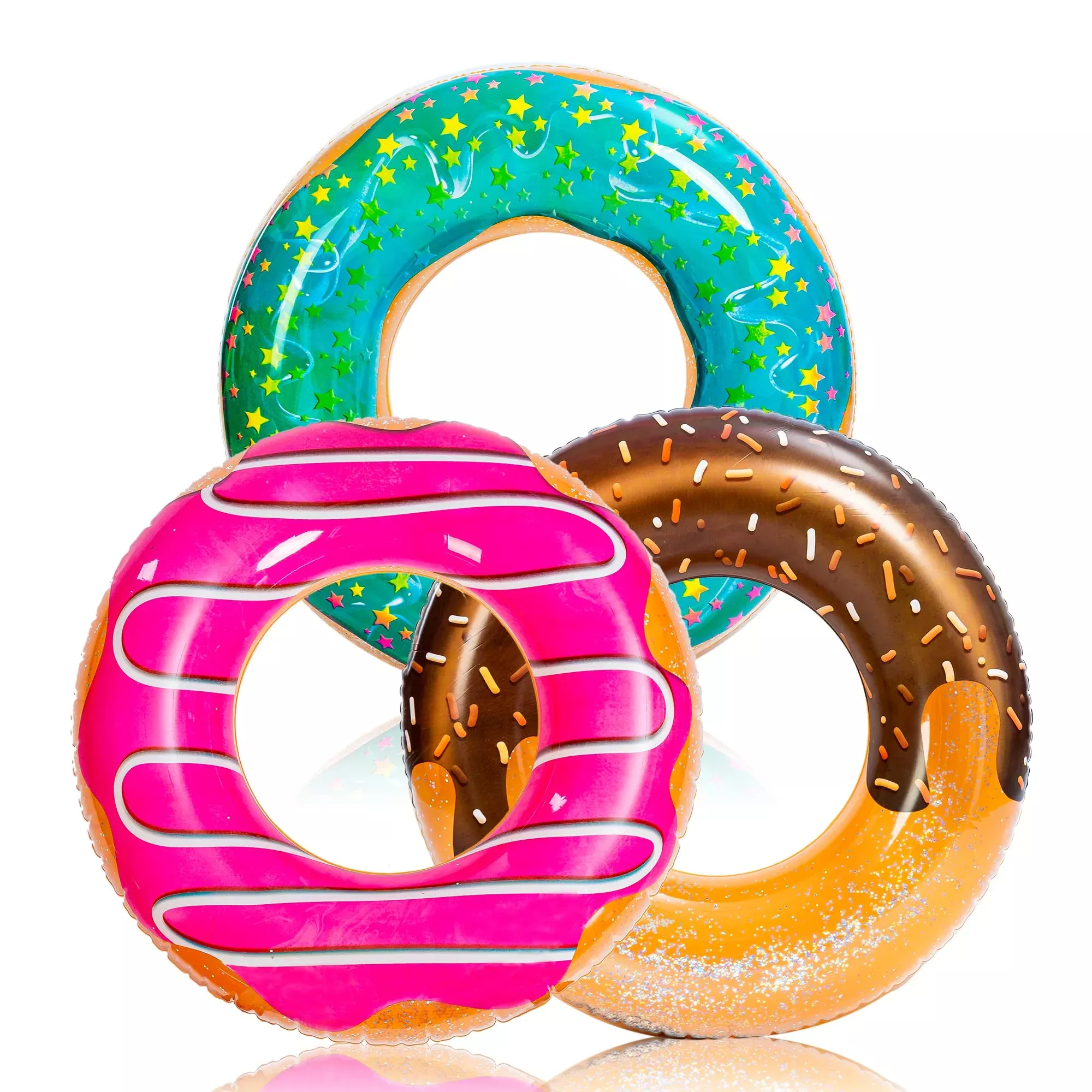 JOYIN Inflatable Donut Pool Tubes Pack of 3 32.5" Mint