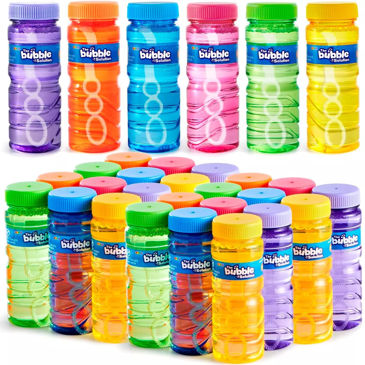 JOYIN Mini Bubble Wands Set for Kids, 24 Pieces, Assorted Colors