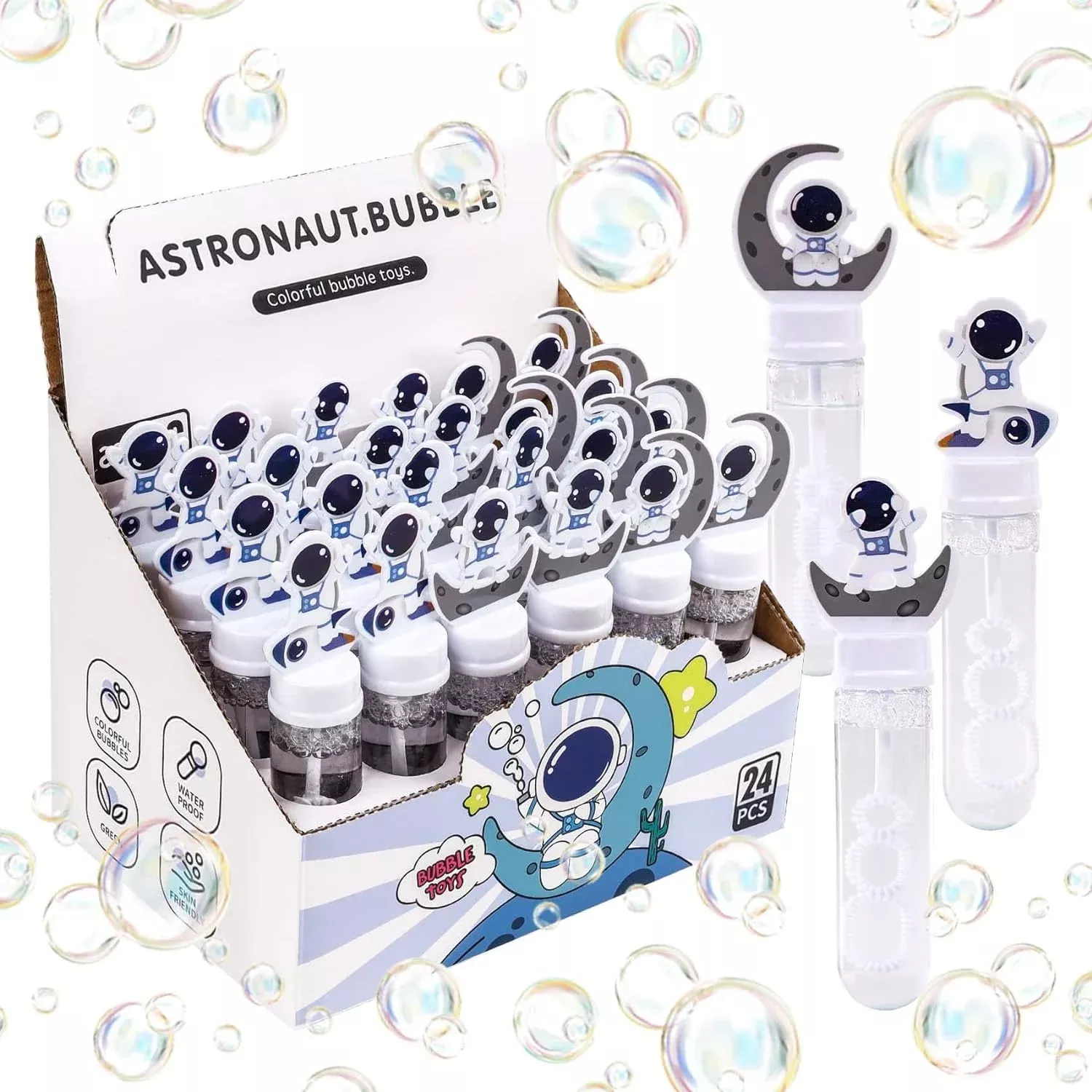 JOYYPOP Space Bubble Wands for Kids, Mini 24-Pack, Astronaut Design