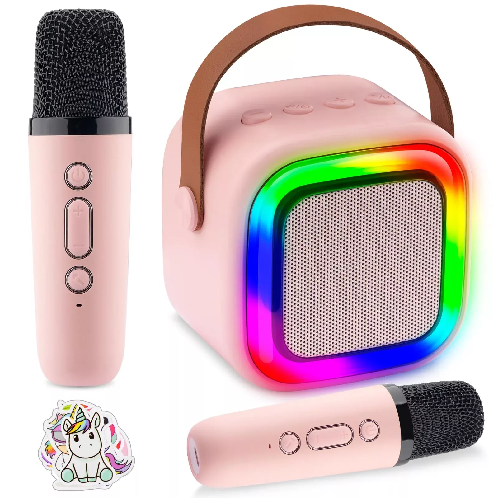 Just4Fun Karaoke Machine For Kids, Portable Karaoke Machine With 2 Microphone Wireless, Family Party Game Toys For Ages 3 4 5 6 7 8 9 10 11 12 Year Old Toddler Boys Girls Kid Christmas Birthday Gifts