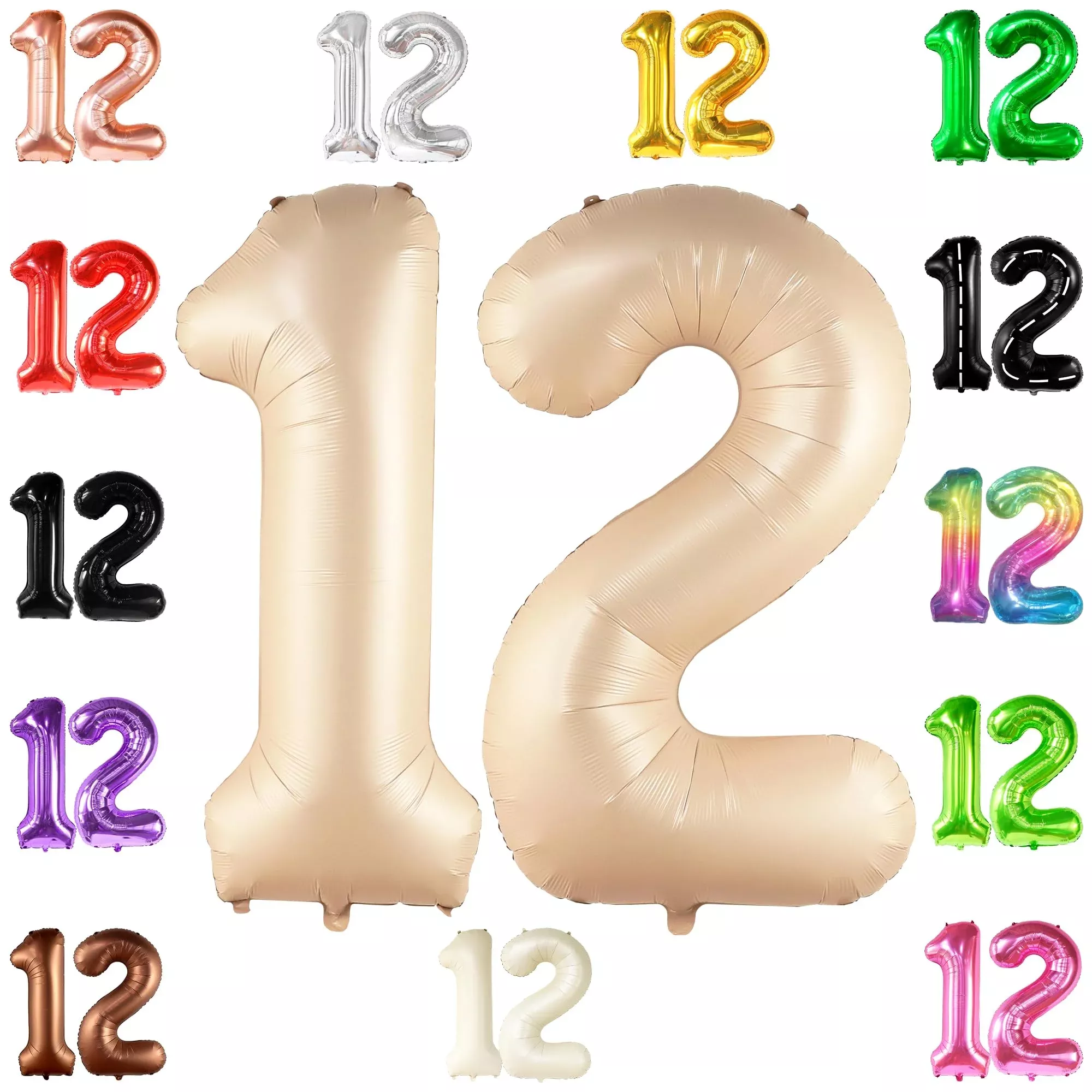 KatchOn Caramel Number 12 Balloon 40 Inch Mylar Foil, Pack of