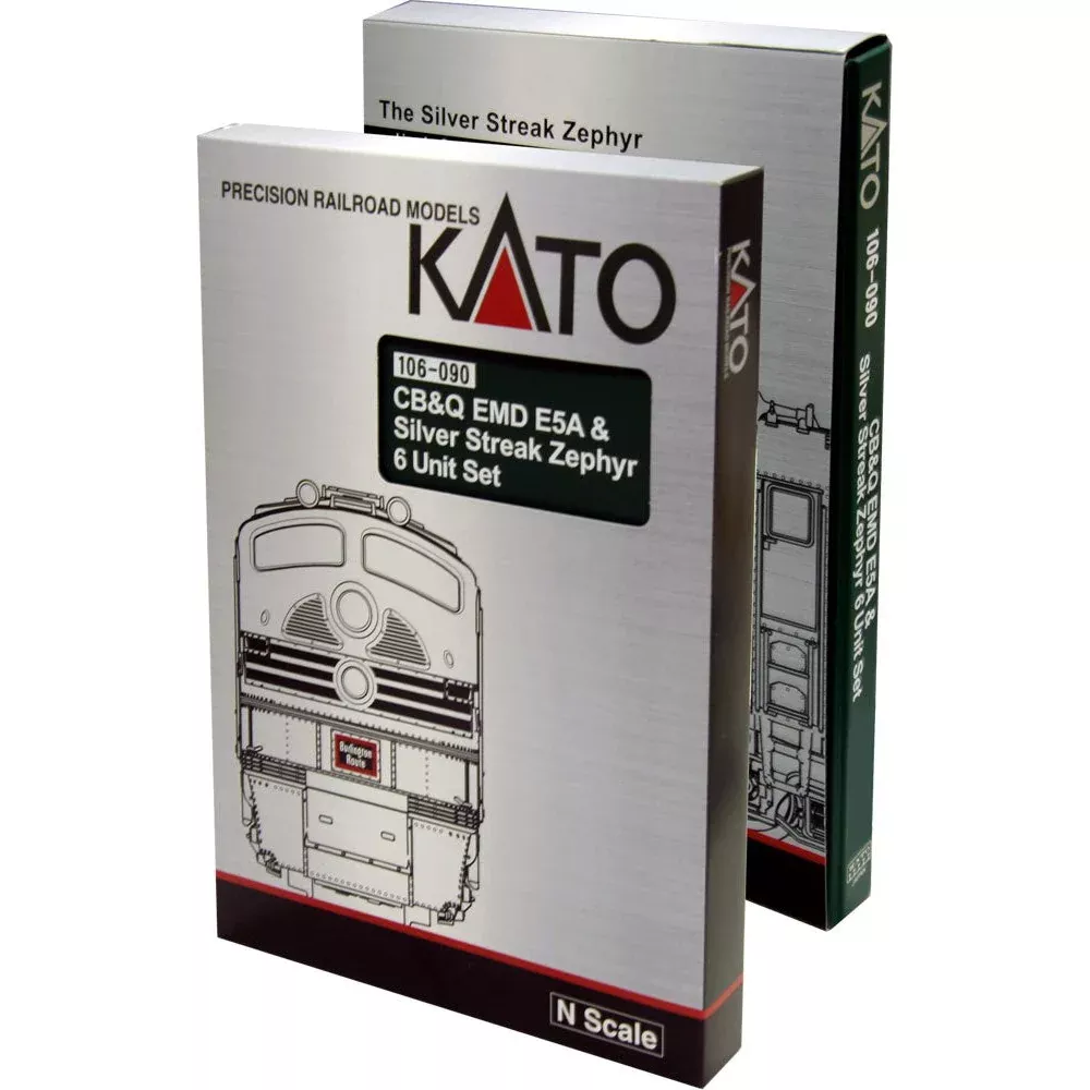 Kato N Scale CB&Q Silver Streak Zephyr 6pc Set With E5A & 5 Passenger