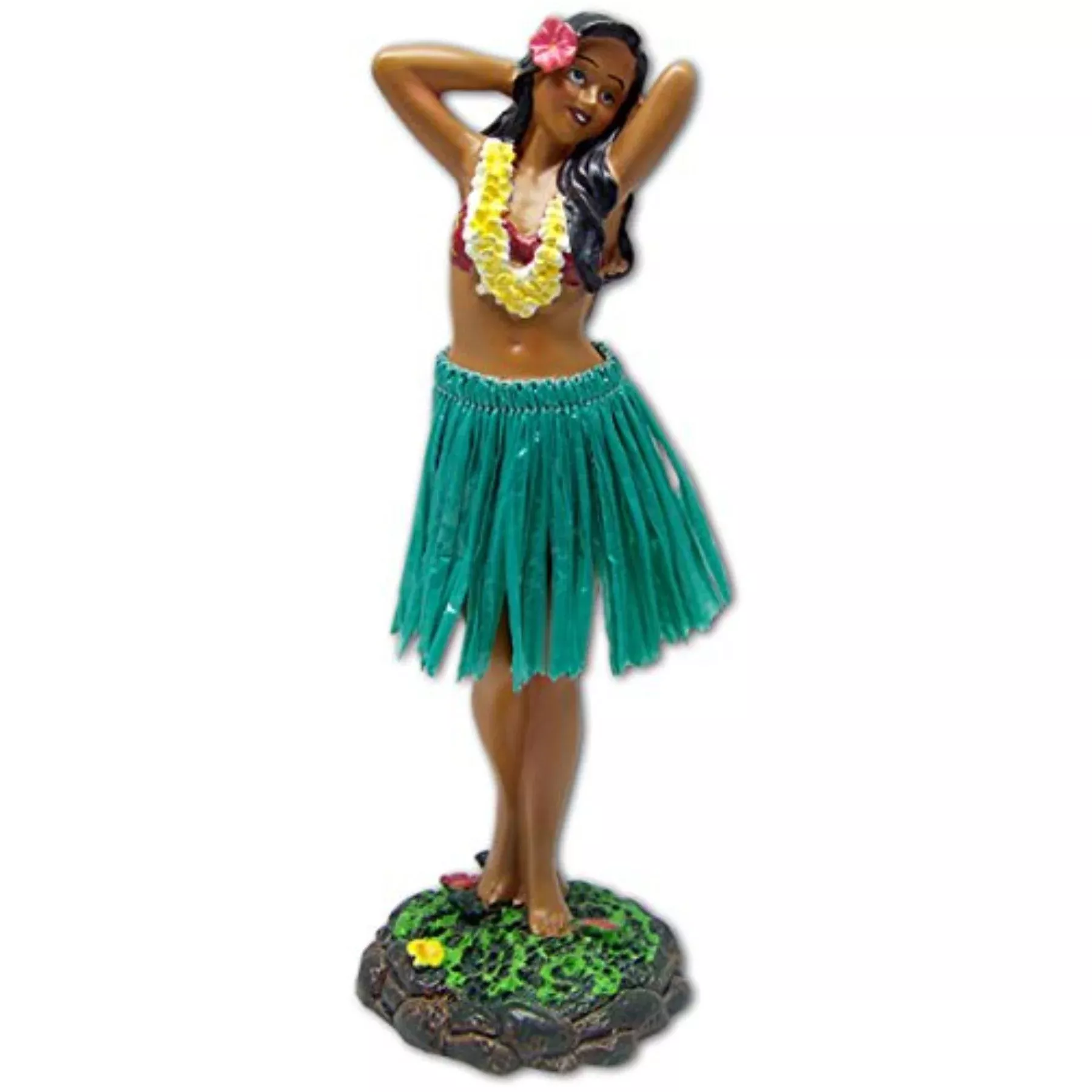 KC Hawaii Hula Pose Doll - 7" Green Polyresin Collectible