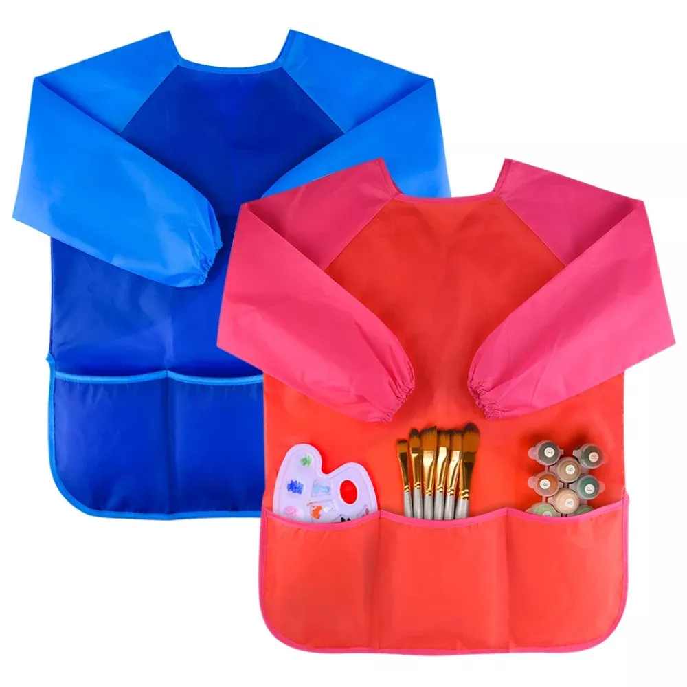 KUUQA Kids Art Smock Waterproof Long Sleeve 21.5x17.5in