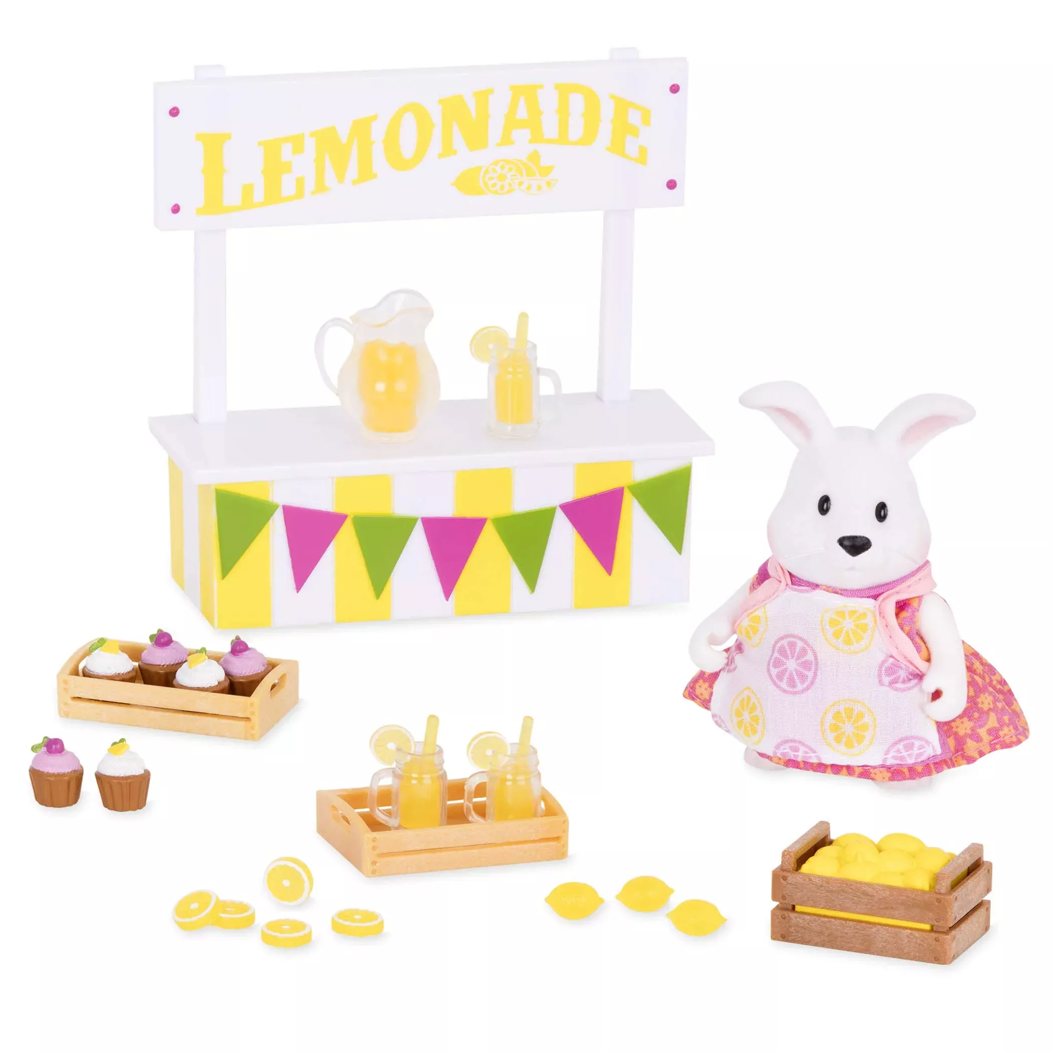 Li'l Woodzeez Lemonade Stand Set with Bunny Character, Multicolor