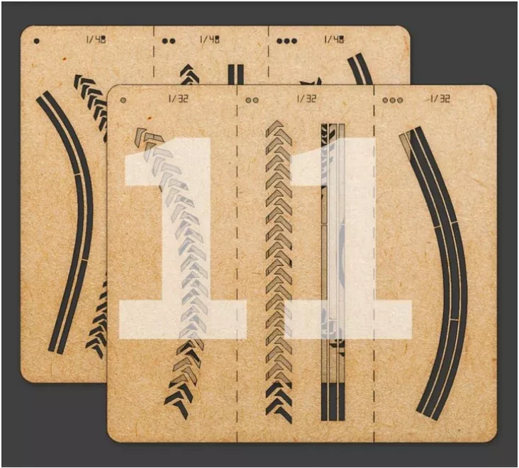 Liang Model 0011 Tire Tracks Effects Airbrush Stencils B