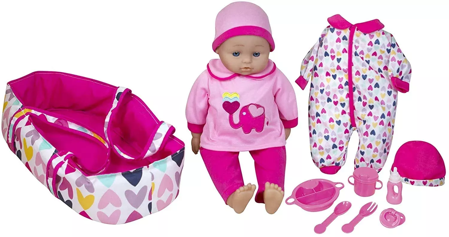 Lissi 16" Talking Baby Doll with Sounds, Multicolor, 8 Piece Set