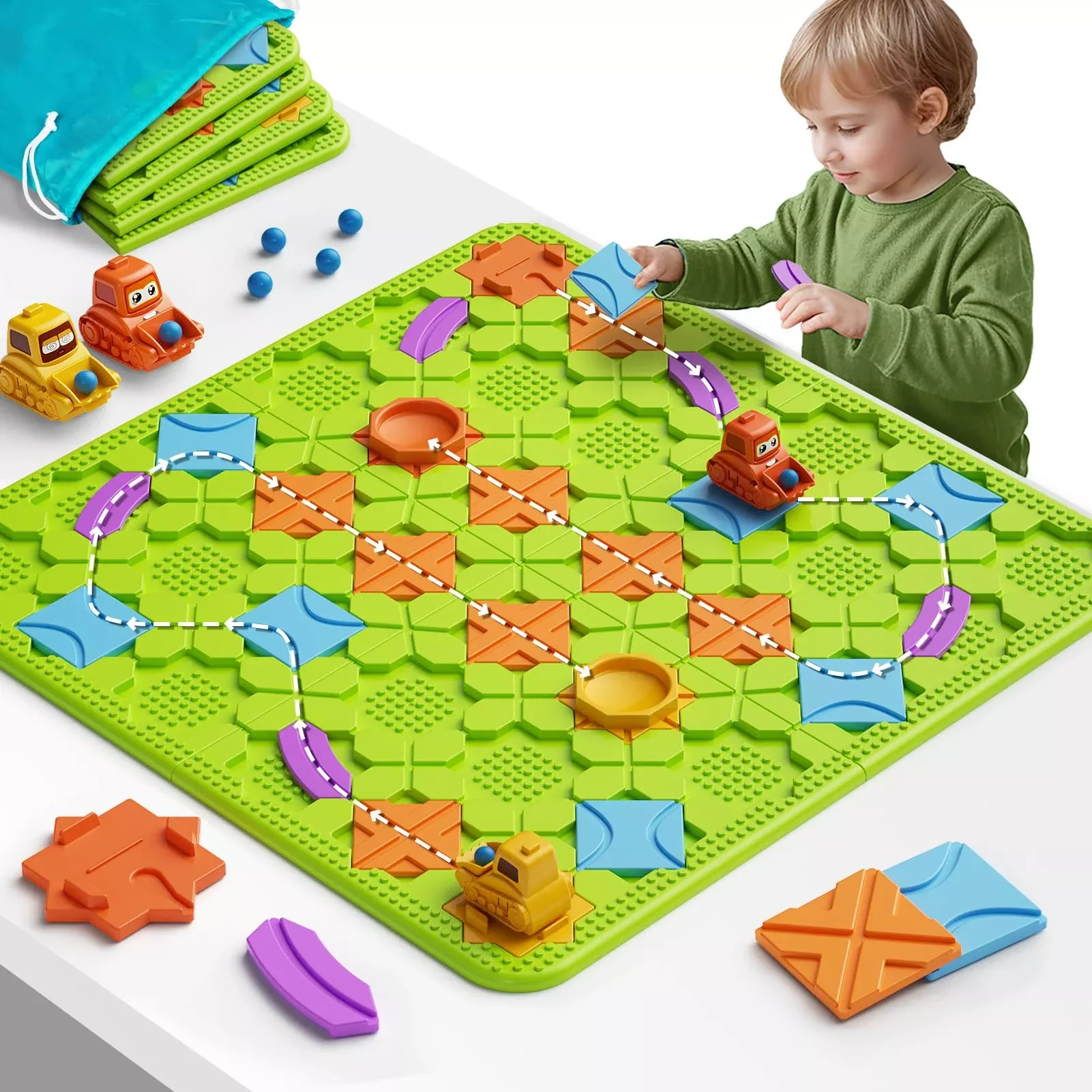 Logical Road Builder Puzzle Games, Stem Family Big Board Maze Game, Educational Smart Brain Teasers Puzzles Toys, Preschool Learning Early Montessori Birthday Gifts For Kids Boys Girls Age 4 5 6 7 8