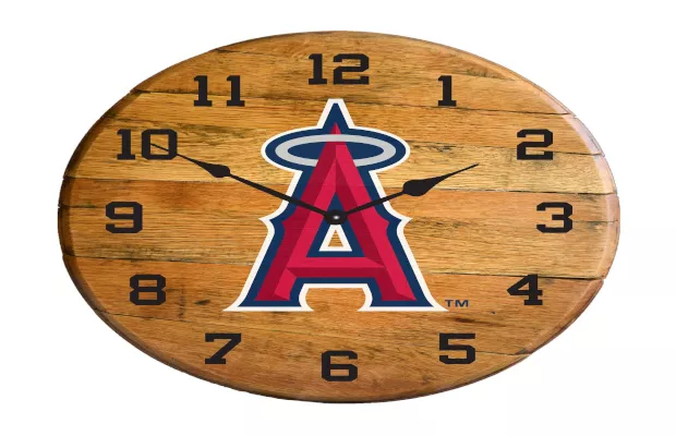 Los Angeles Angels Oak Barrel Clock For Sale – Game Room Gorilla