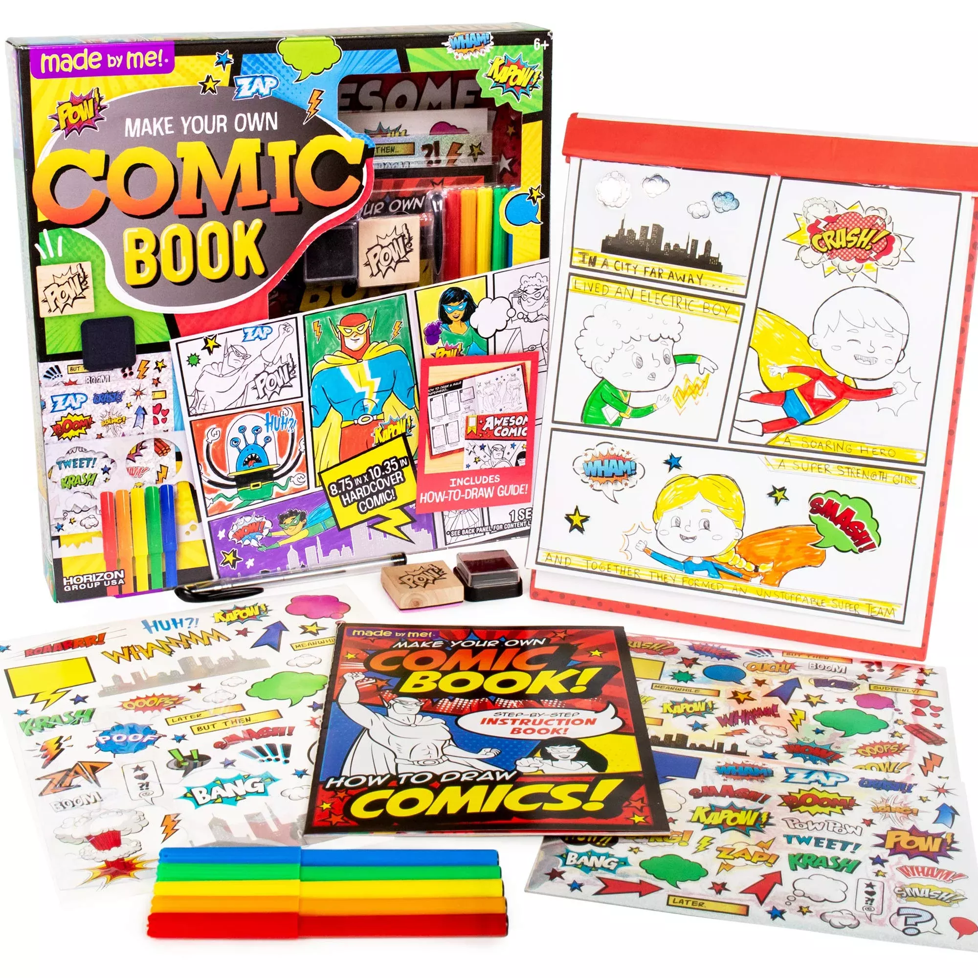 Made By Me DIY Comic Book Set with Markers, Stamps, and Guide - Multicolor