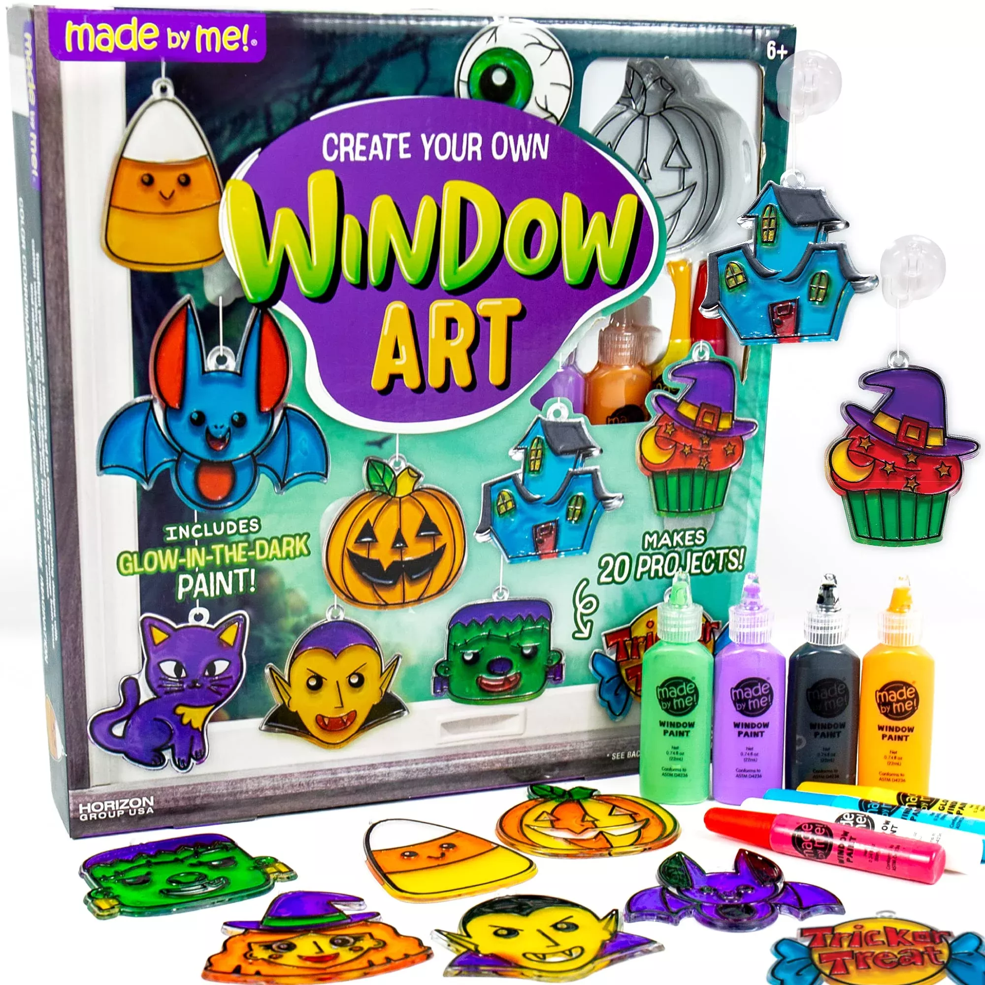 Made By Me Halloween Window Art Set - 20 Projects, Glow-in-the-Dark