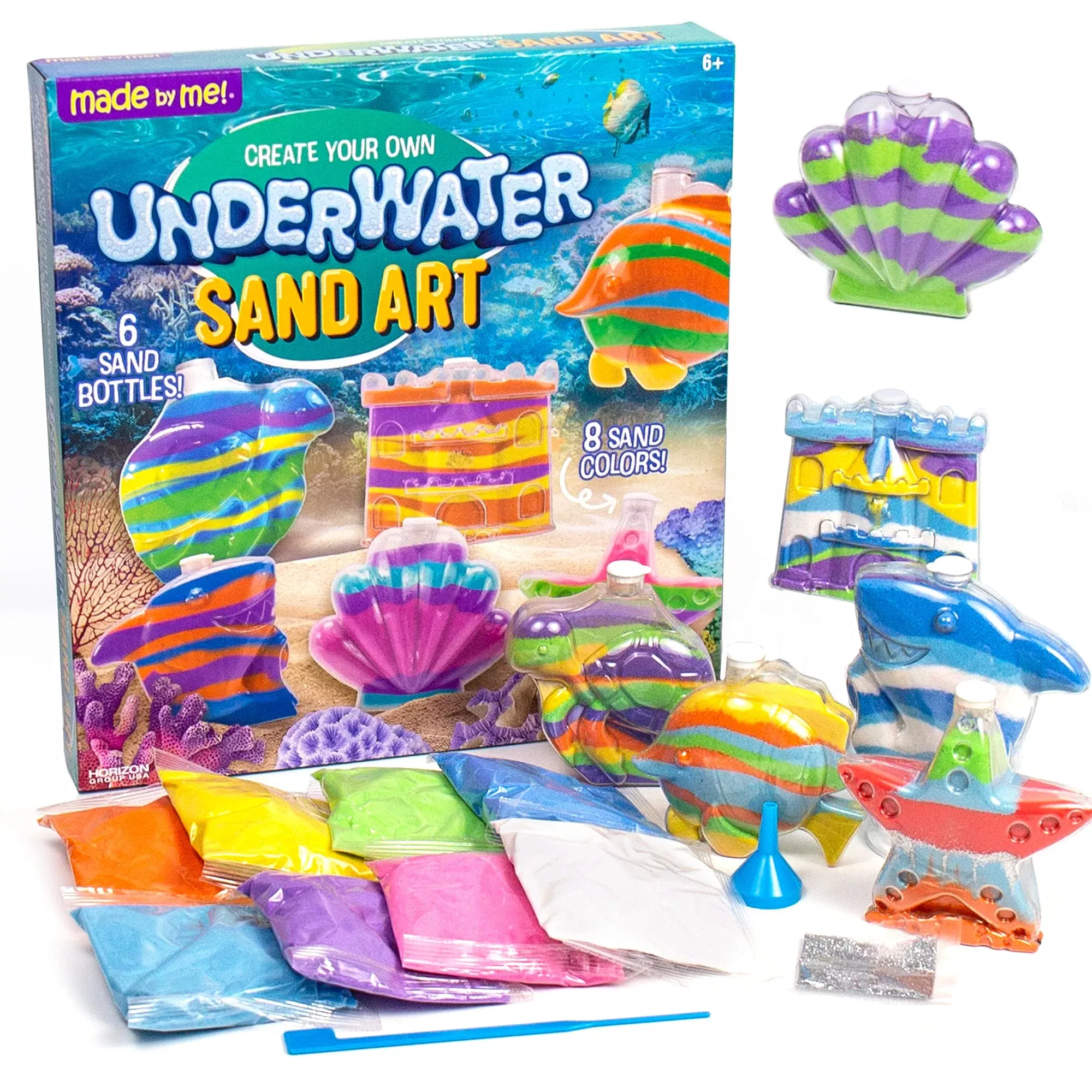 Made By Me Underwater Sand Art Kit - Large Multi Ocean-Themed Bottles