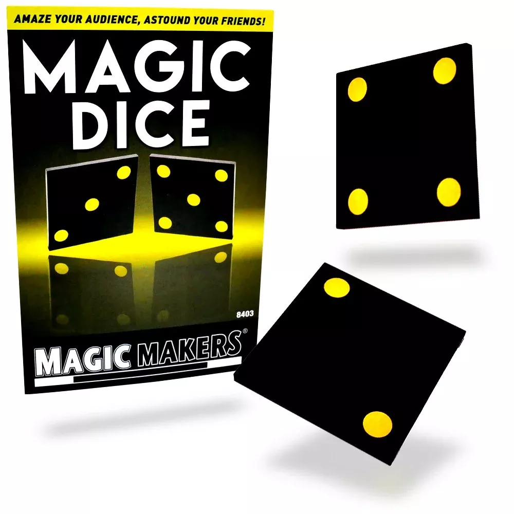 Magic Makers Dice Trick - Portable Black and Yellow Dice for All Ages