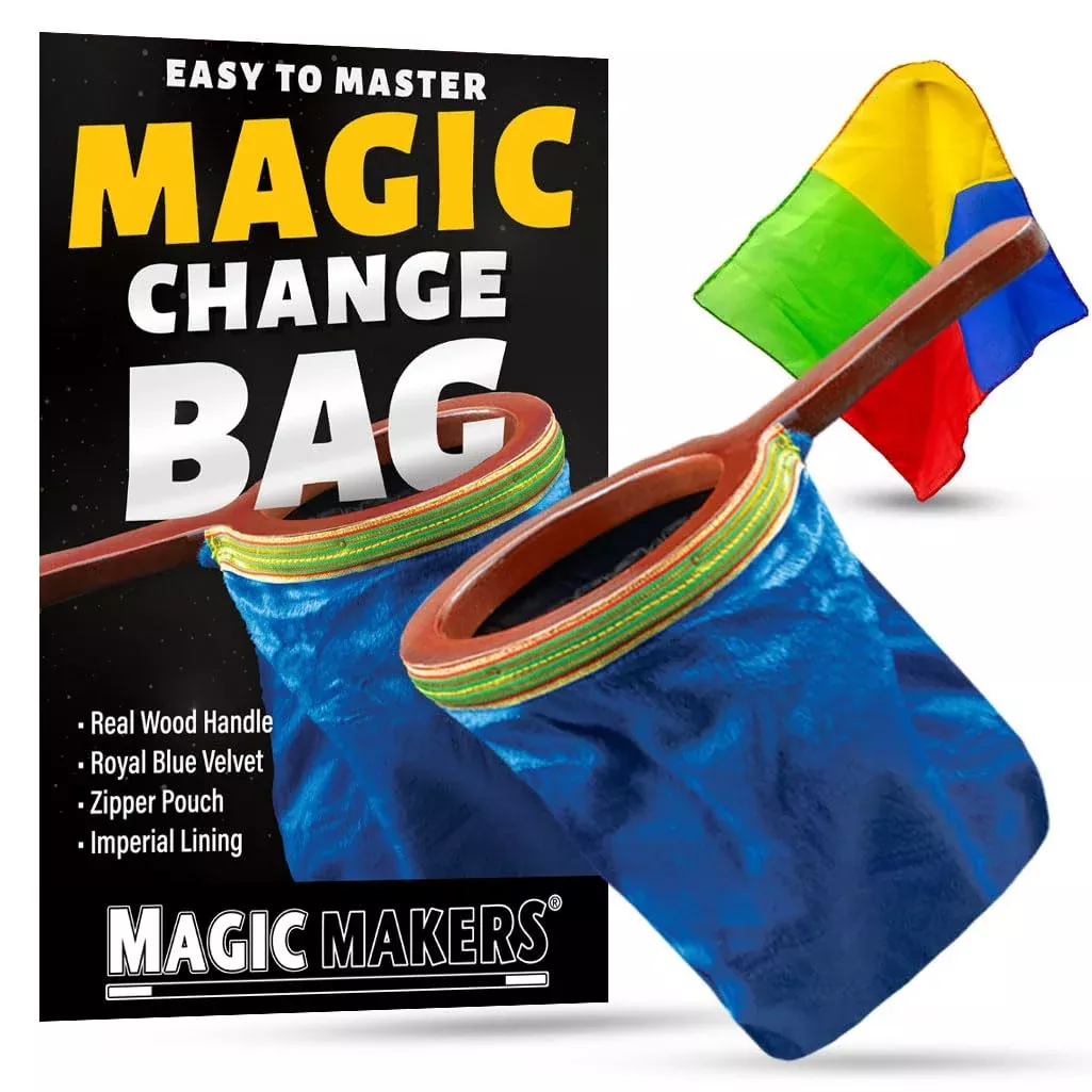 Magic Makers Zipper Change Bag - Red Handle, Blue Silk, Handheld