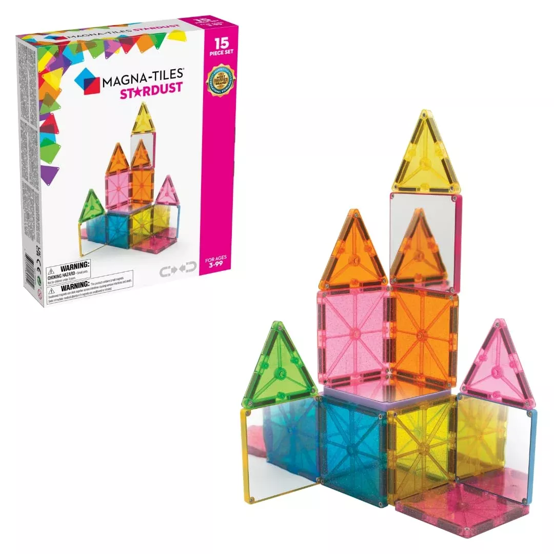 MAGNA-TILES Stardust Set 15-Piece Glitter & Mirrored Tiles 3+