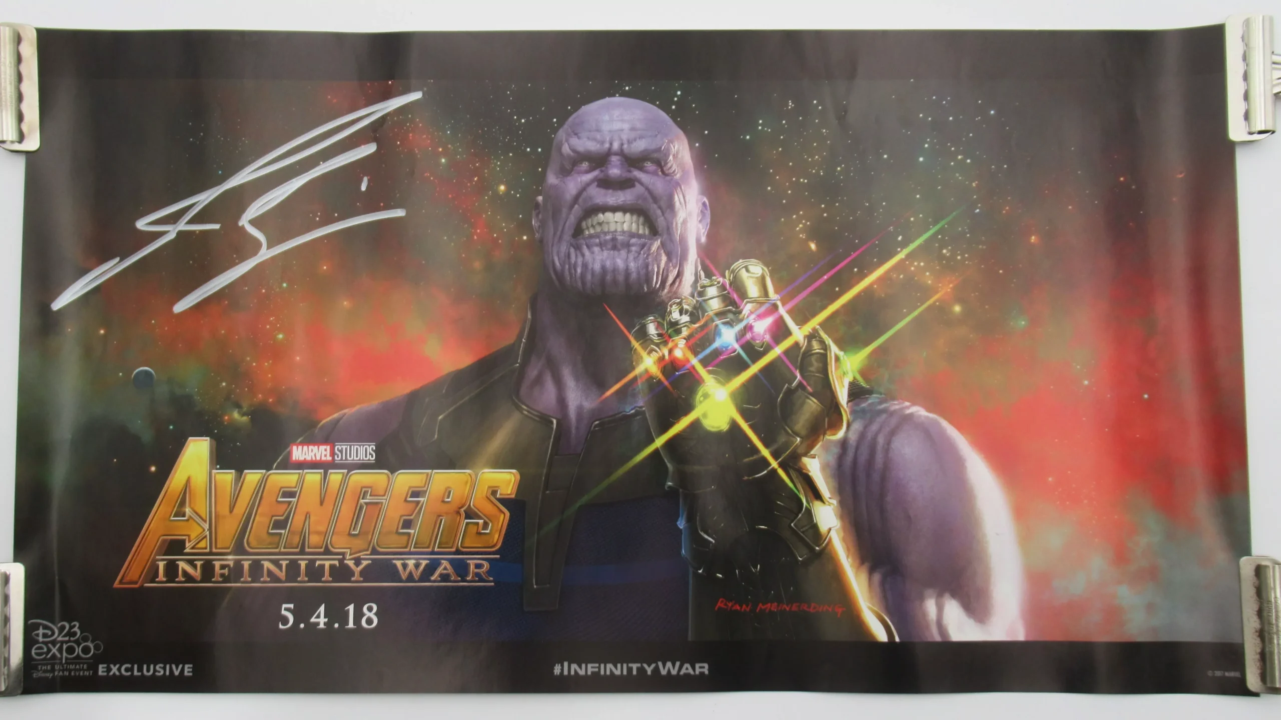 MARVEL Josh Brolin SIGNED Avengers: Infinity War Thanos Poster - Disne